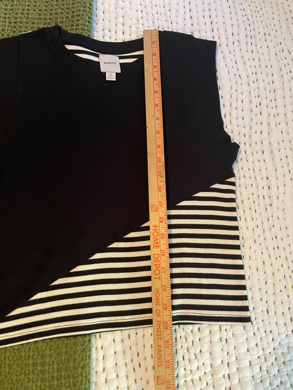 Maeve NWOT Black & White Ribbed Knit Cropped Shirt - Picture 4 of 6